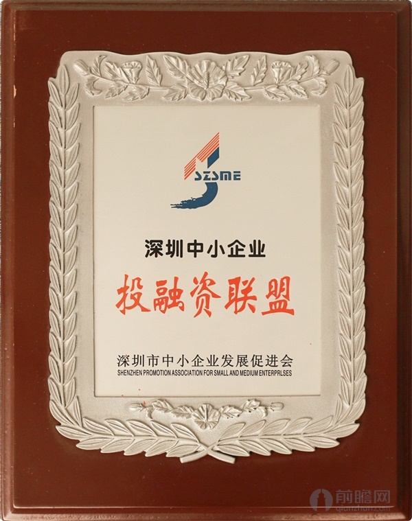 深圳中小企业投融资联盟尊龙凯时网址的荣誉证书
