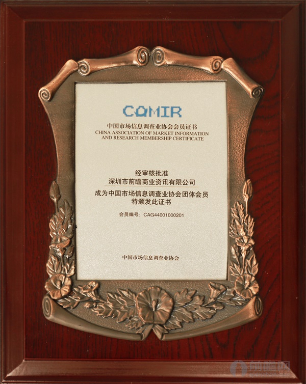 中国市场信息调查业协会会员证书