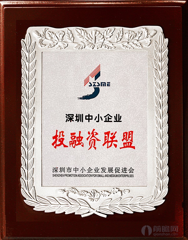 深圳中小企业投融资联盟尊龙凯时网址的荣誉证书